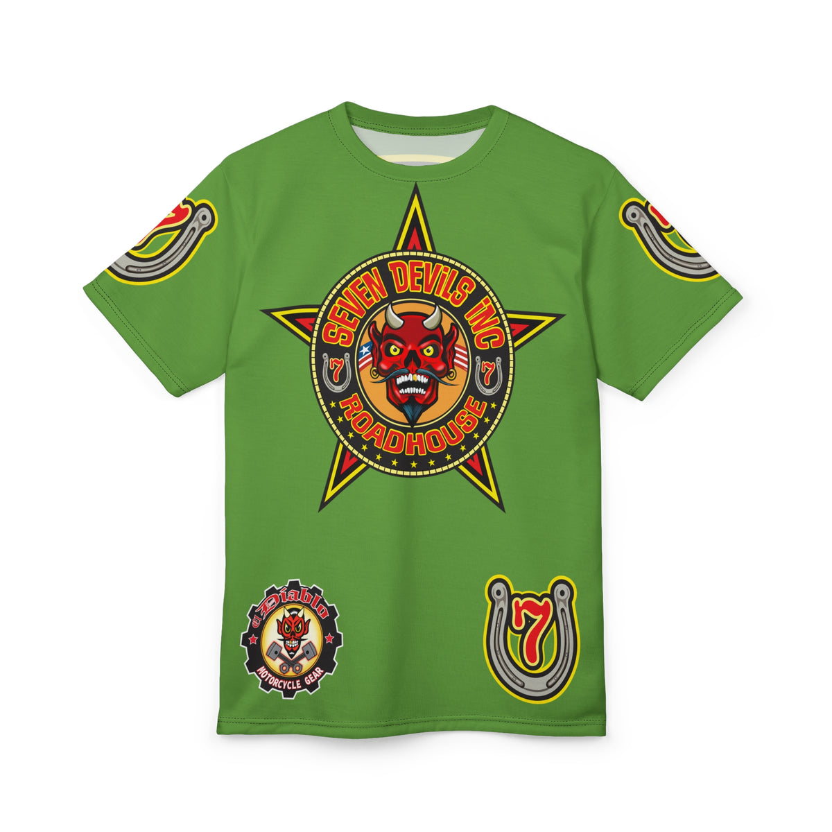 Seven Devils Inc. Roadhouse HiViz Design, Edgy Biker Shirt, Special Motorcycle Riding Gear, Seven Devils Inc.