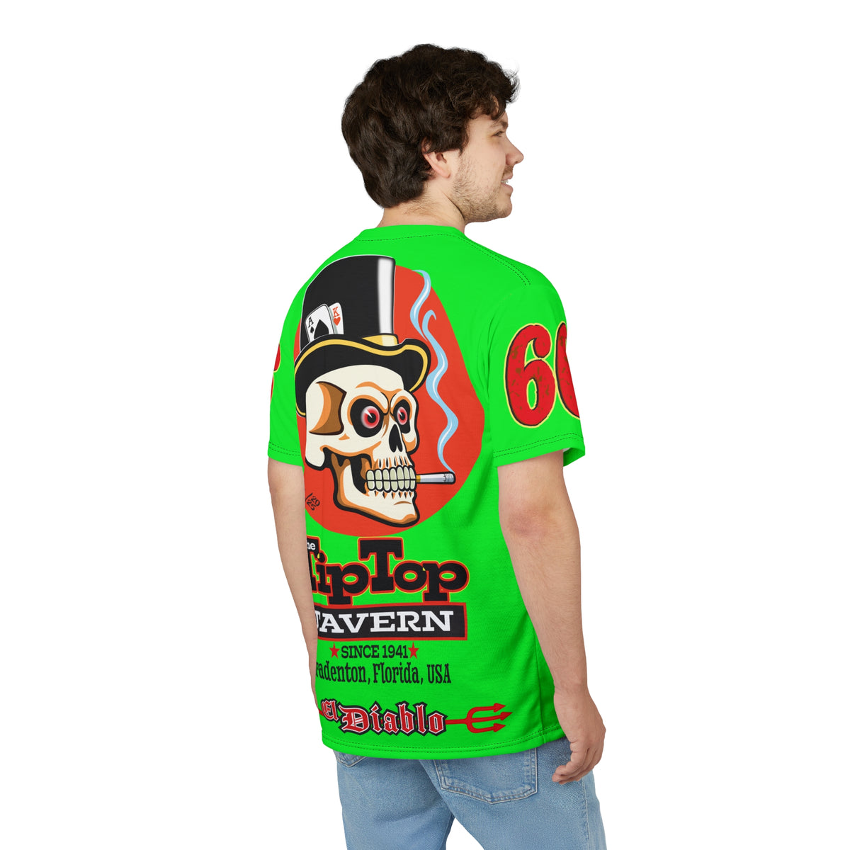 VERY SPECIAL Tip Top Tavern Dive Bar -HiViZ Lumina Green Super Riding Tee (*Limited Edition) - Florida's Best Dive Bar, Bikes Beers Babes & Bros. - Honouring Biker Bars