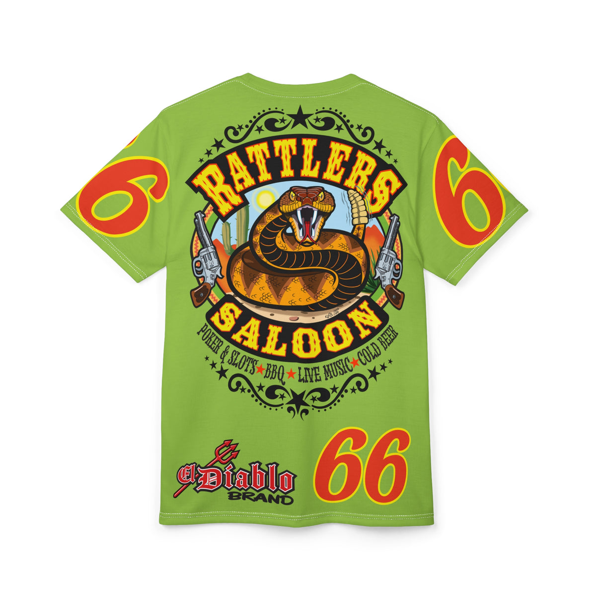 VERY Special HIVIZ Rattlers Saloon ROUTE 66 SUPER TEE — Vintage Biker 66 Graphic Shirt