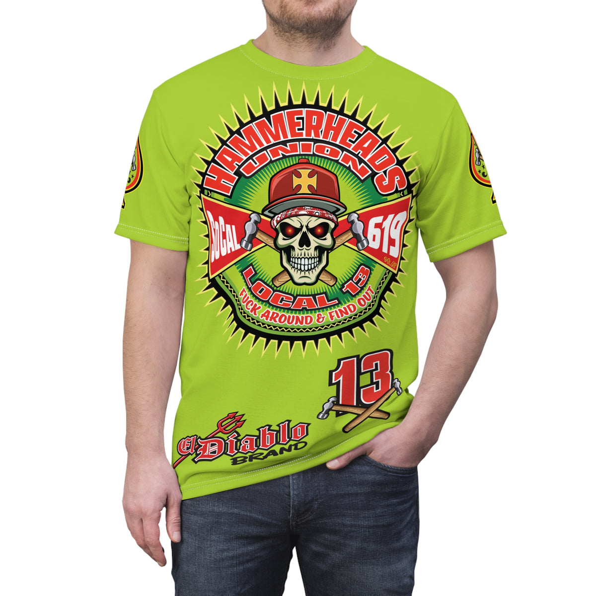 VERY Special Hammerheads Union Local 13 -  Custom HiViz Motorcycle Riding Tee Shirt _ Super Comfort and Fit