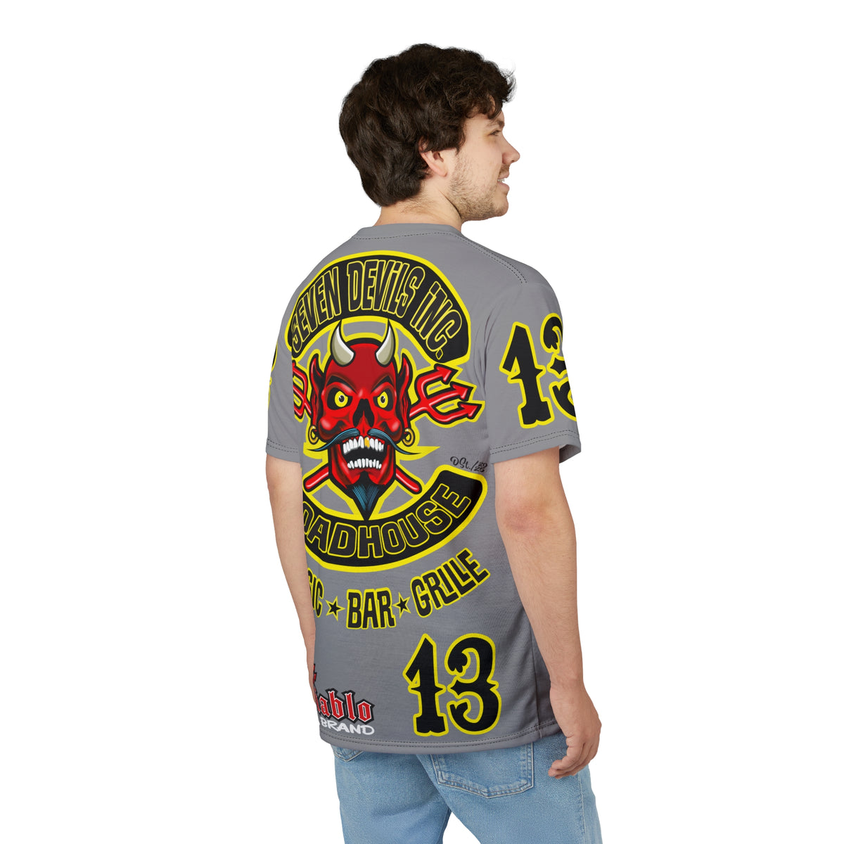 Seven Devils Inc. Roadhouse Black on Black Super Tee — Extreme Edgy Graphics - Bad Attitude Custom Biker Riding Gear