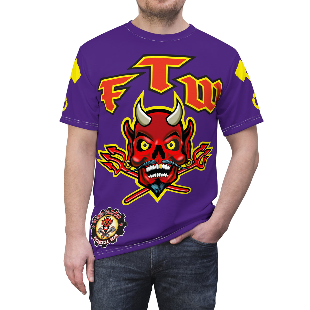 FTW Motorcycle Riders Super Tee - Edgy HiViz Colour Graphics - Show Your Attitude in Style