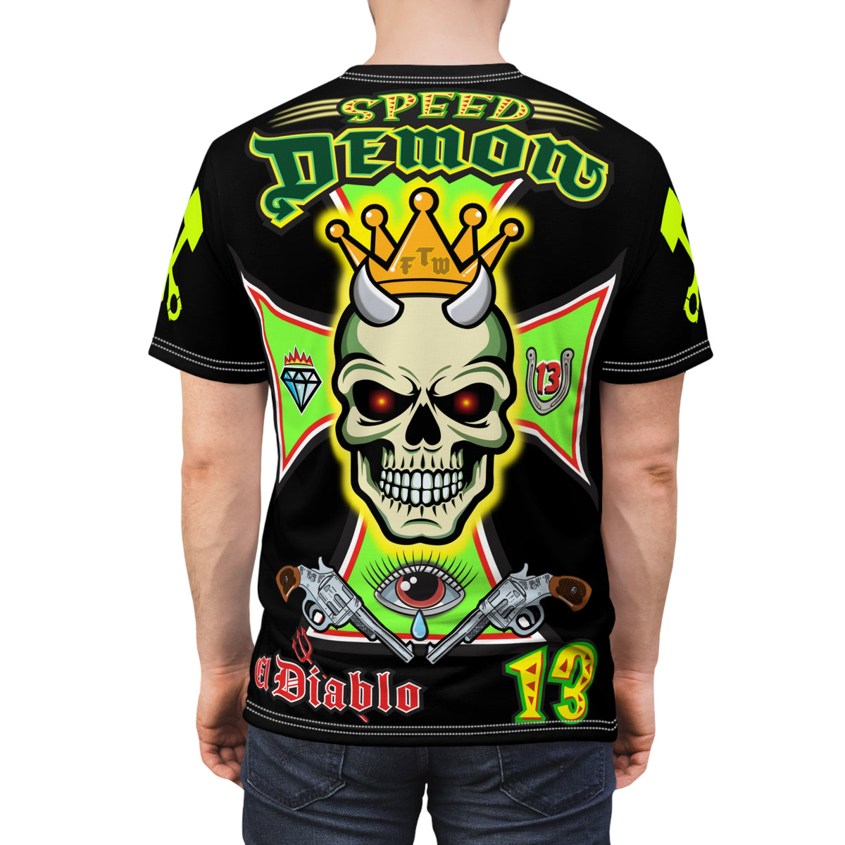 Speed Demon Hellfire HiViz Super Tee - THE Perfect Motorcycle Riding Tee - High Comfort & Perfect Fit Super Tee