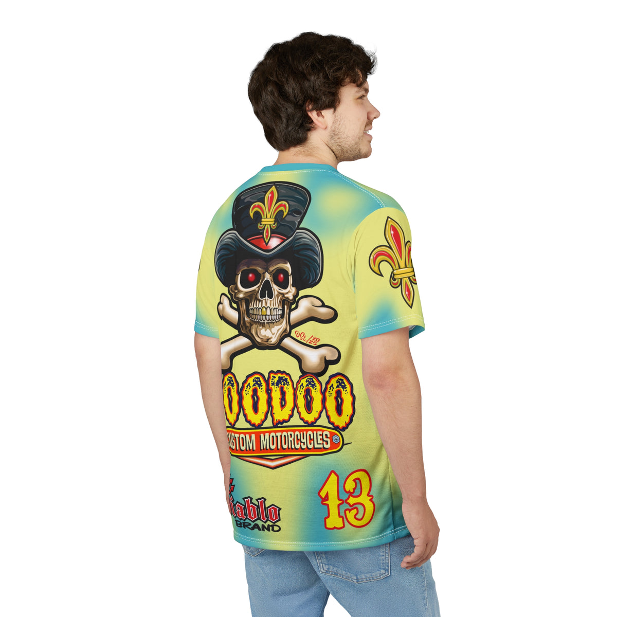 Voodoo Custom Motorcycles HIVIZ TYE DYE BLAST SUPER RIDING TEE - Look Cool, Ride Cool jn our Finest Biker Riding Tee
