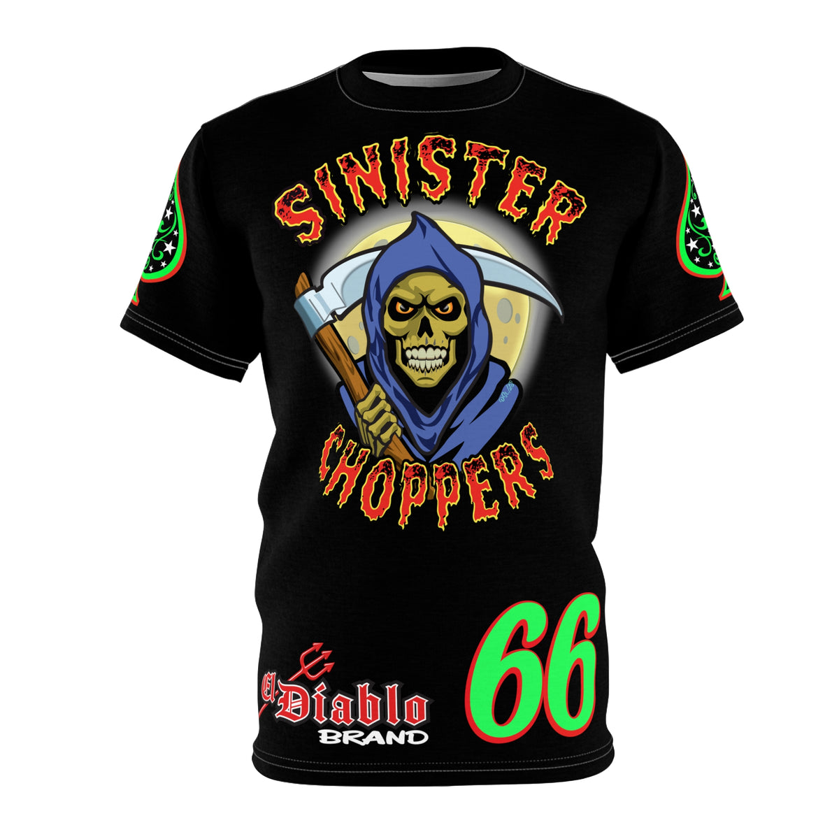 SRT Sinister Choppers Reaper Super Riding Tee - Gothic Graphic T-Shirt for Motorcycle Riders