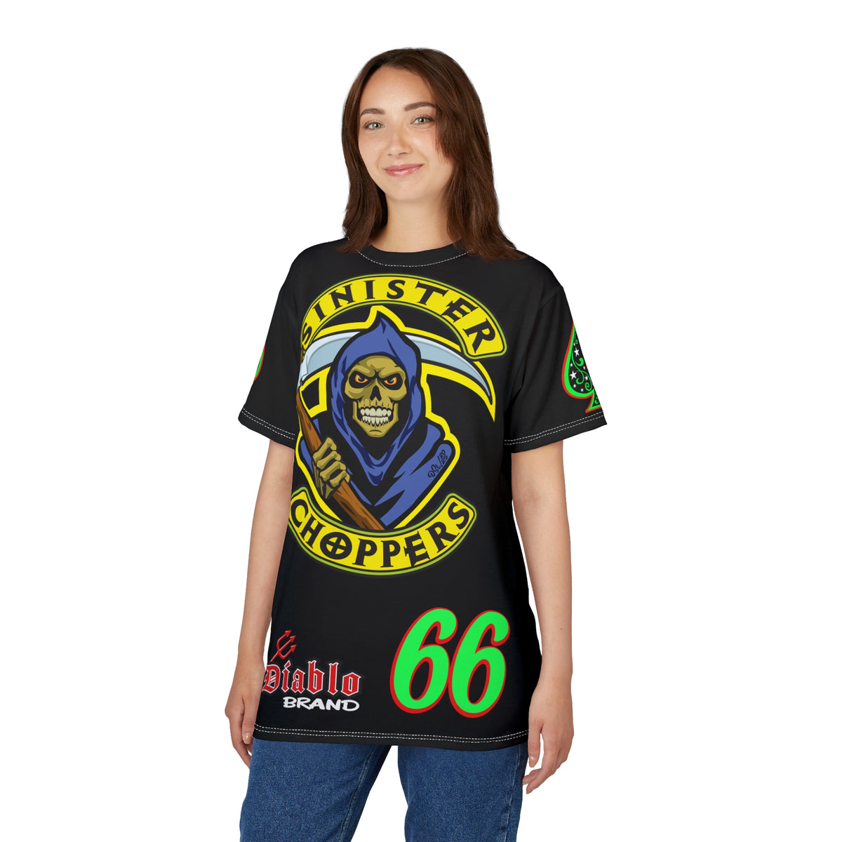 SRT Sinister Choppers Reaper Super Tee - Gothic Graphic T-Shirt for Motorcycle Riders