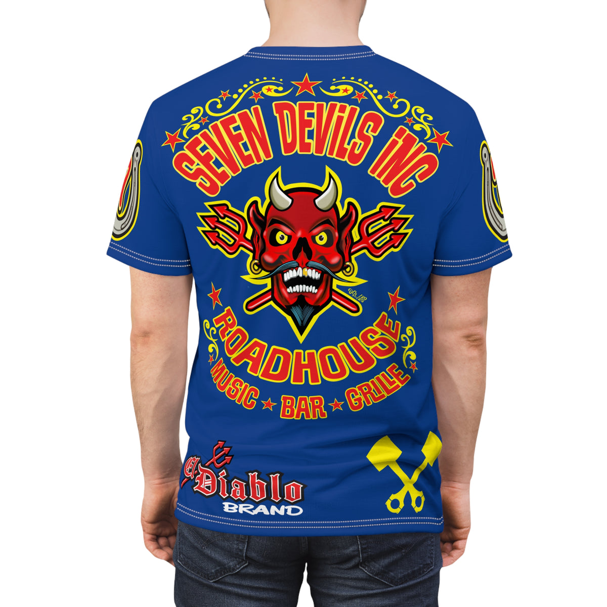 Seven Devils Inc. Roadhouse Deluxe HiViz Graphic Tee - Motorcycle Custom Riding Super Tee