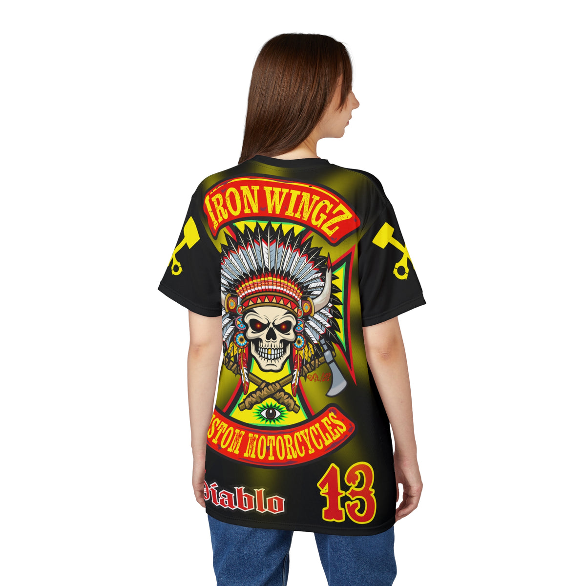 SRT Iron WingZ Customs HIviz Graphic Super Riding Tee, Edgy Streetwear, Customized Apparel, Gift for Bikers