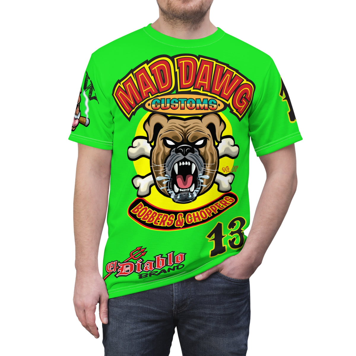 Very Special Mad Dawg Choppers & Bobbers Custom HiViZ Super Tee