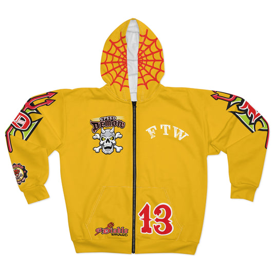 HoodZ Speed Demon HiViz Unisex Zip Hoodie - Super Comfortable Fit for Riding or Casual Times