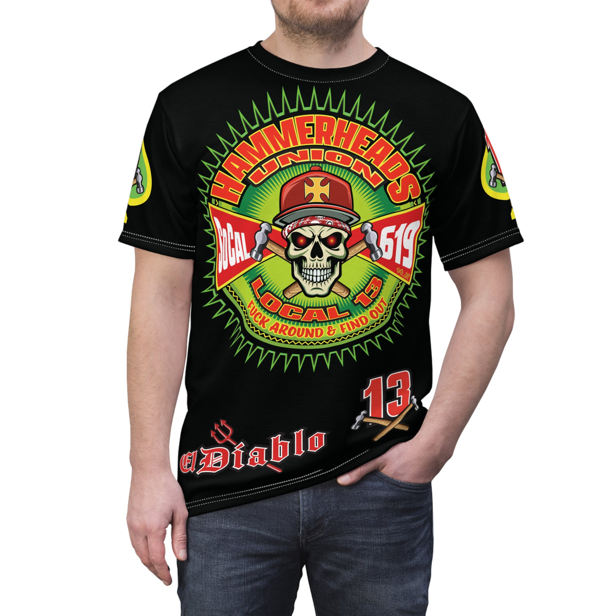 Hammerheads Union Local 13 FAFO -  Custom Motorcycle Riding Tee Shirt _ Super Comfort and Fit