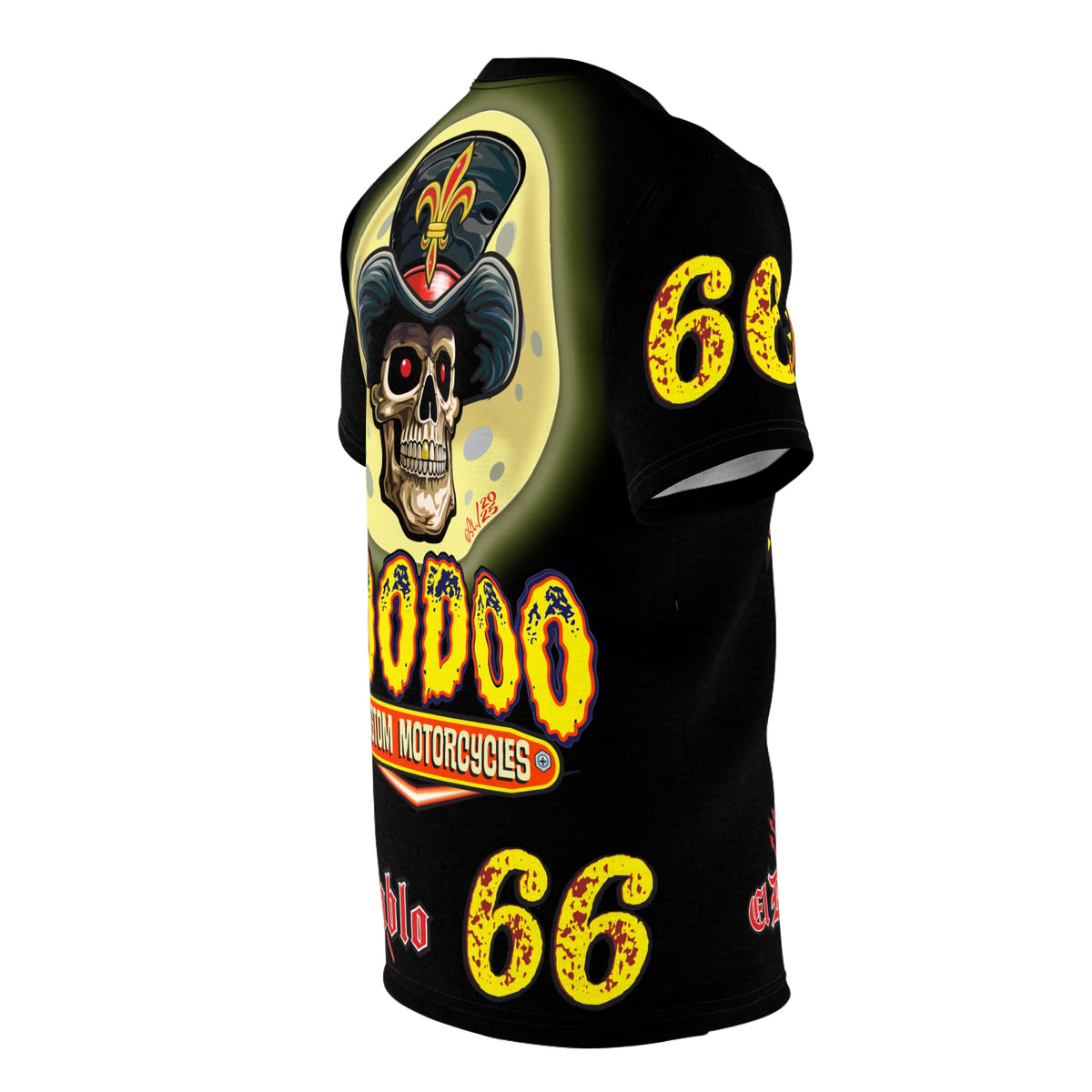 Voodoo Custom Motorcycles Black Magic HiViz Tee, Edgy Graphic Biker Shirt