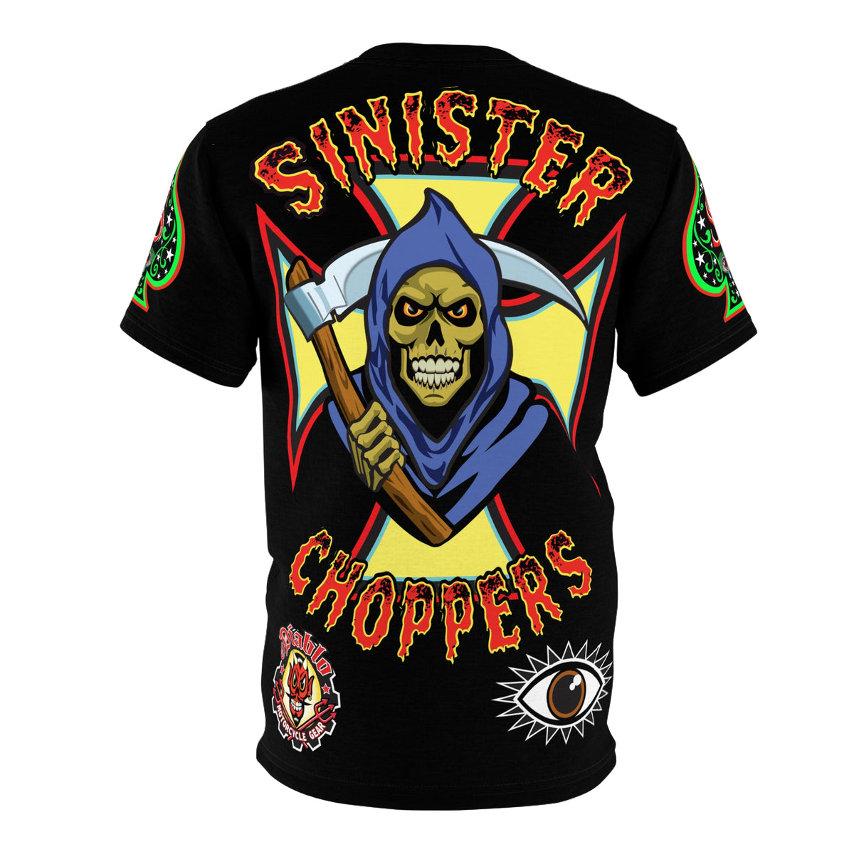 SRT Sinister Choppers Reaper Super Tee - Gothic Graphic T-Shirt for Motorcycle Riders