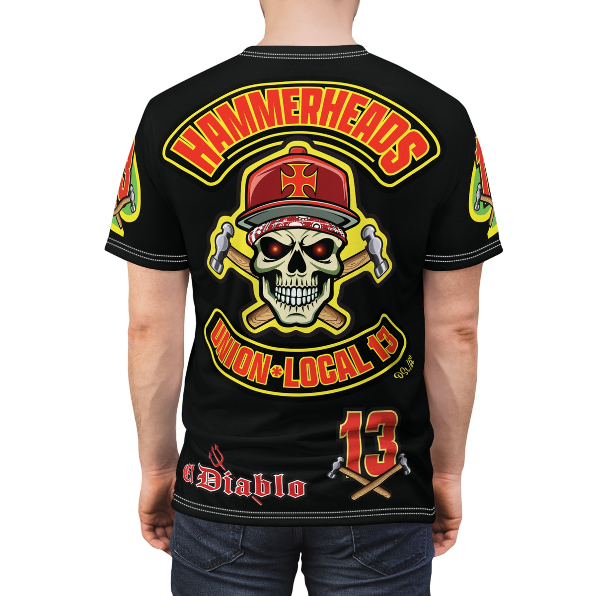 SRT Hammerheads Union Local 13  -  Custom Motorcycle Super Riding Tee - Super Comfort and Fit
