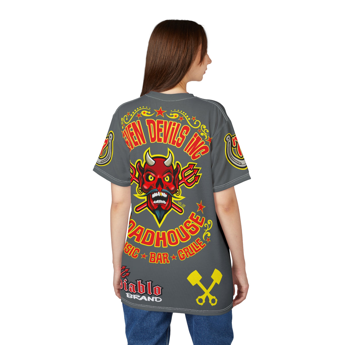 Seven Devils Inc. Roadhouse Deluxe HiViz Graphic Tee - Motorcycle Custom Riding Super Tee