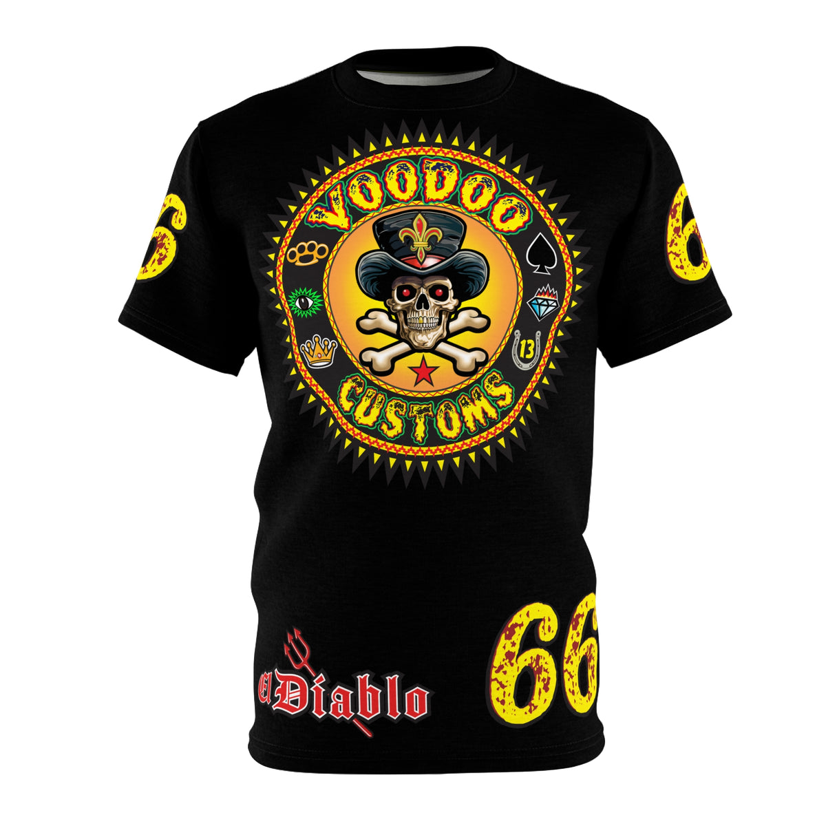 Voodoo Custom Motorcycles Black Magic HiViz Tee, Edgy Graphic Biker Shirt
