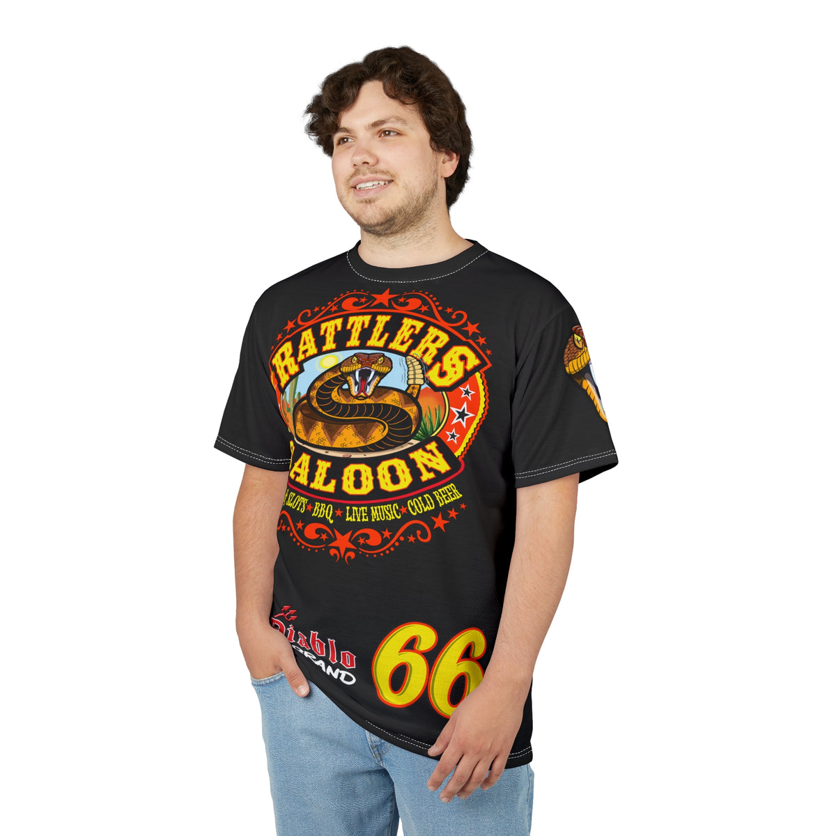Rattlers Saloon SUPER RIDING TEE — Vintage Biker Route 66 Graphic t-Shirt