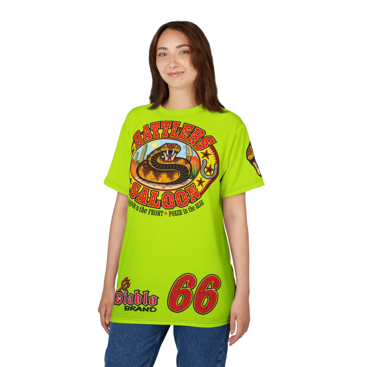 VERY Special Rattlers Saloon  BADAZZ HIVIZ SUPER TEE — Vintage Biker 66 Graphic Shirt
