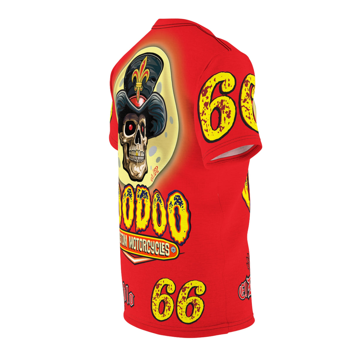 Voodoo Custom Motorcycles Unisex HiViz Tee, Edgy Graphic Shirt, Motorcycle Apparel, Skull T-Shirt, Perfect for Bikers