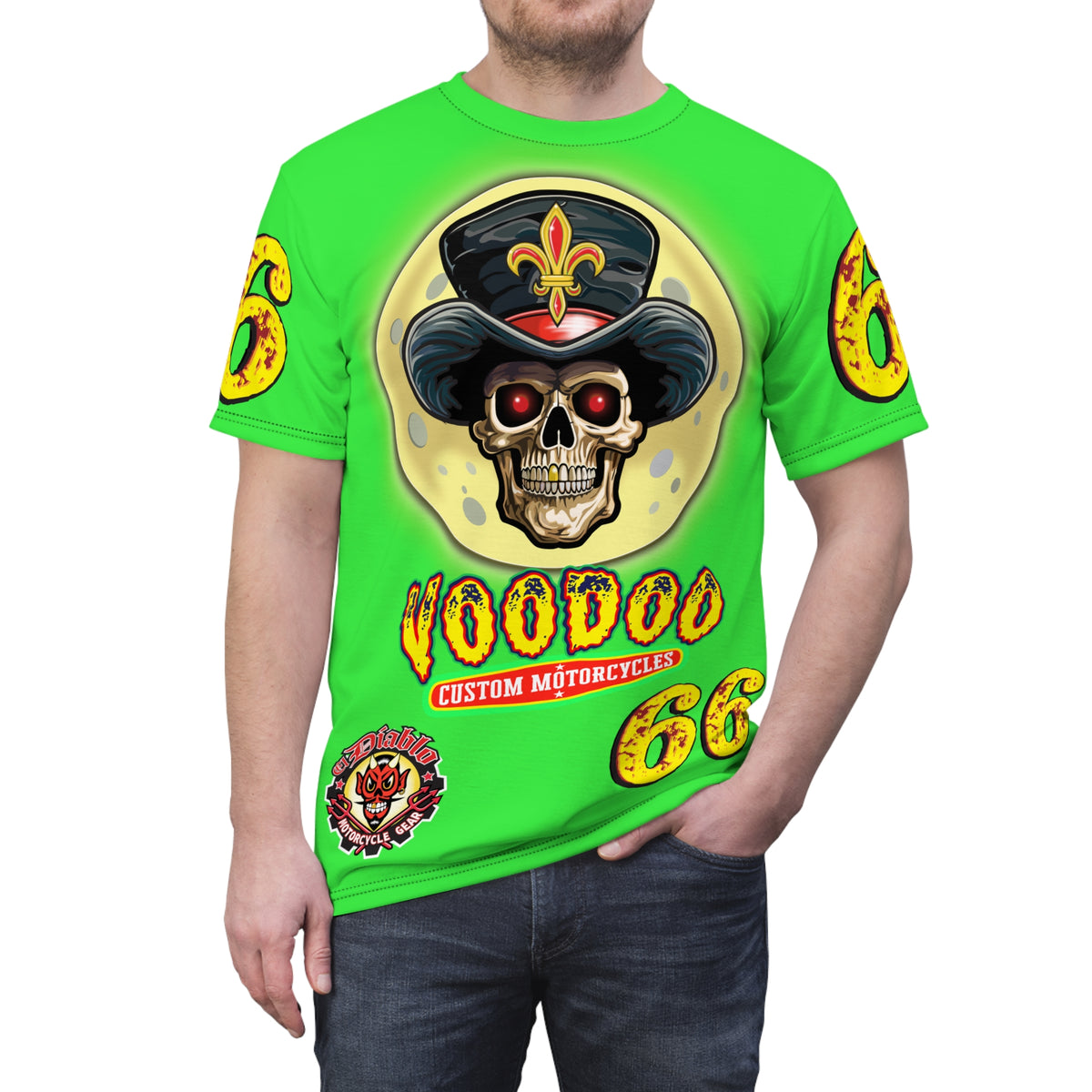 Voodoo Nightmare 66  Ultimate Motorcycle HiViz Super Tee, XLGraphics , Custom Riding Apparel