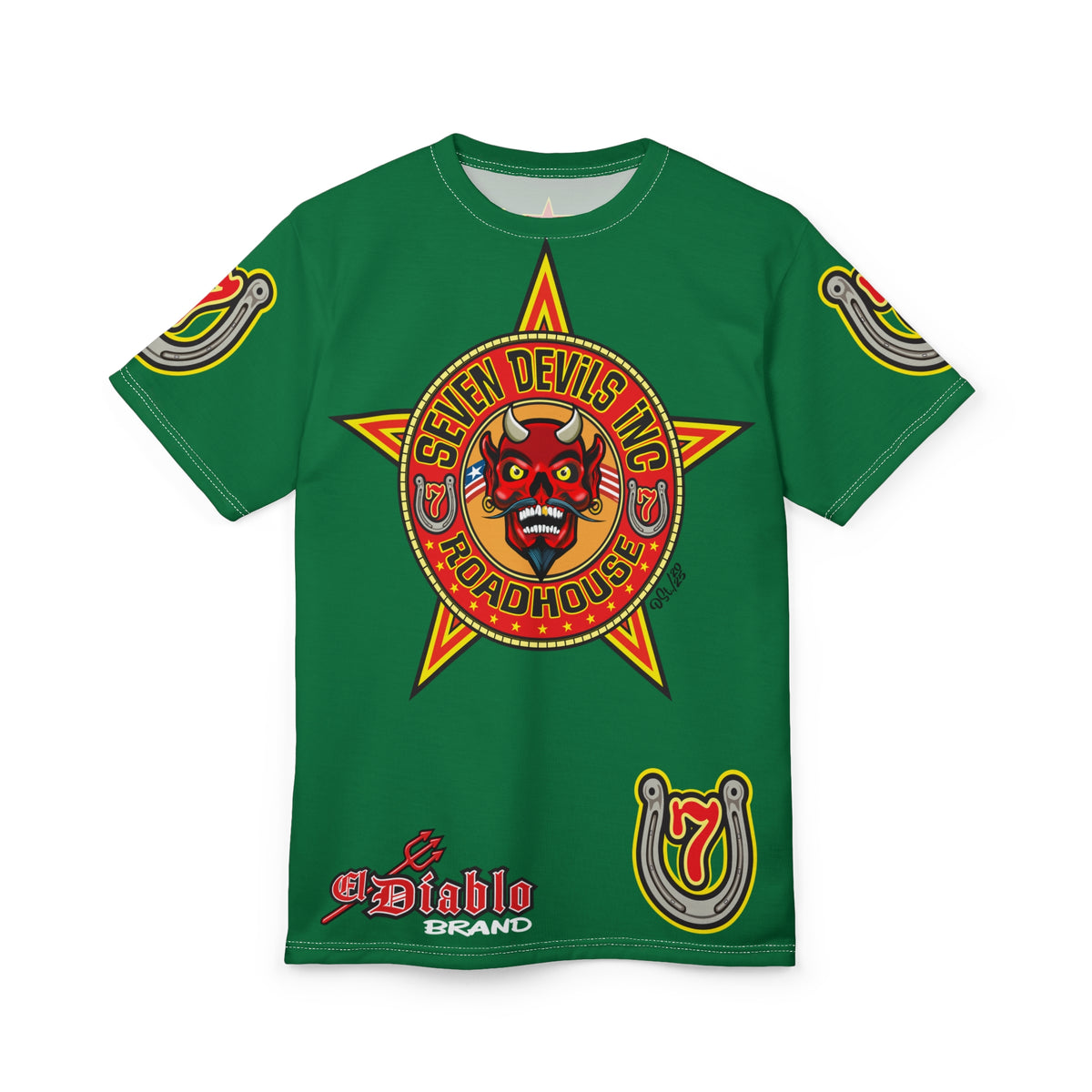 Seven Devils Inc. Roadhouse Deluxe HiViz Graphic Tee - Motorcycle Custom Riding Super Tee