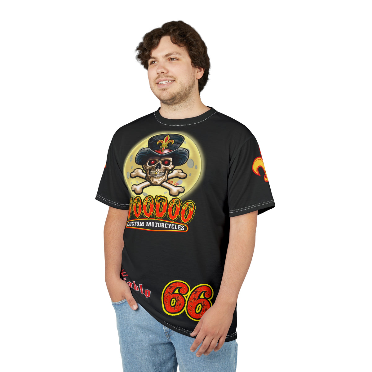 SRT  Voodoo Custom Motorcycles  Super Riding Tee - Edgy Skull Design for Bikers