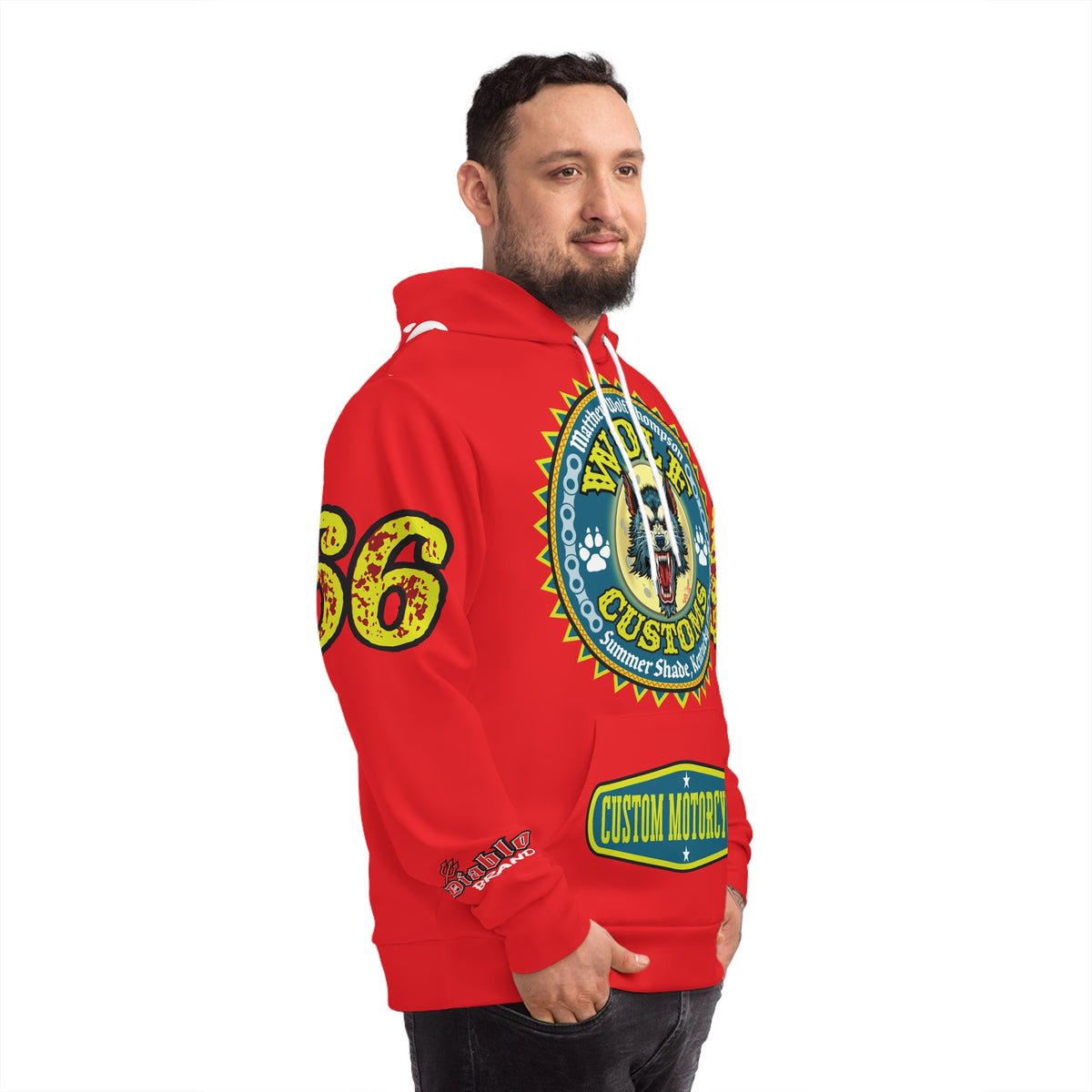 HoodZ Wolf Customs Motorcycle Hoodie — Vintage Biker Graphic Hooded Sweatshirt