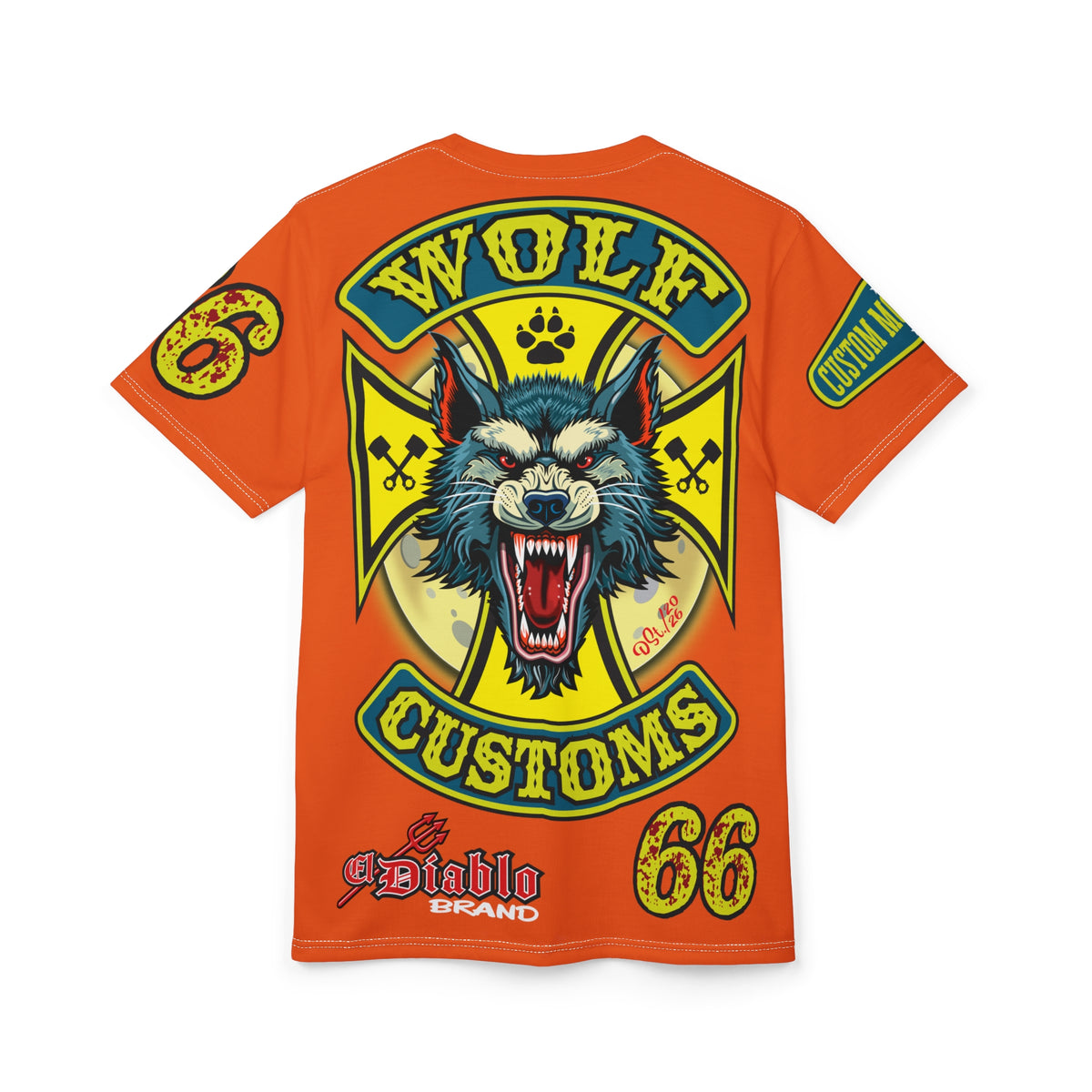 MWT Wolf Customs '66 Graphic HiViZ Super Tee — Retro Motorcycle Club Shirt, The Best Biker Riding Tee EVER !!!
