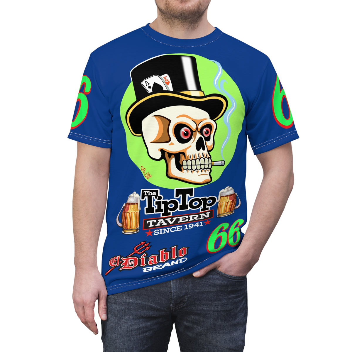 Tip Top Tavern Dive Bar Super Tee - Special Edition Navy Blue + XL Graphics - America's Best Dive Bar - Bikes Beers Babes & Bros. - Biker Bar Tee