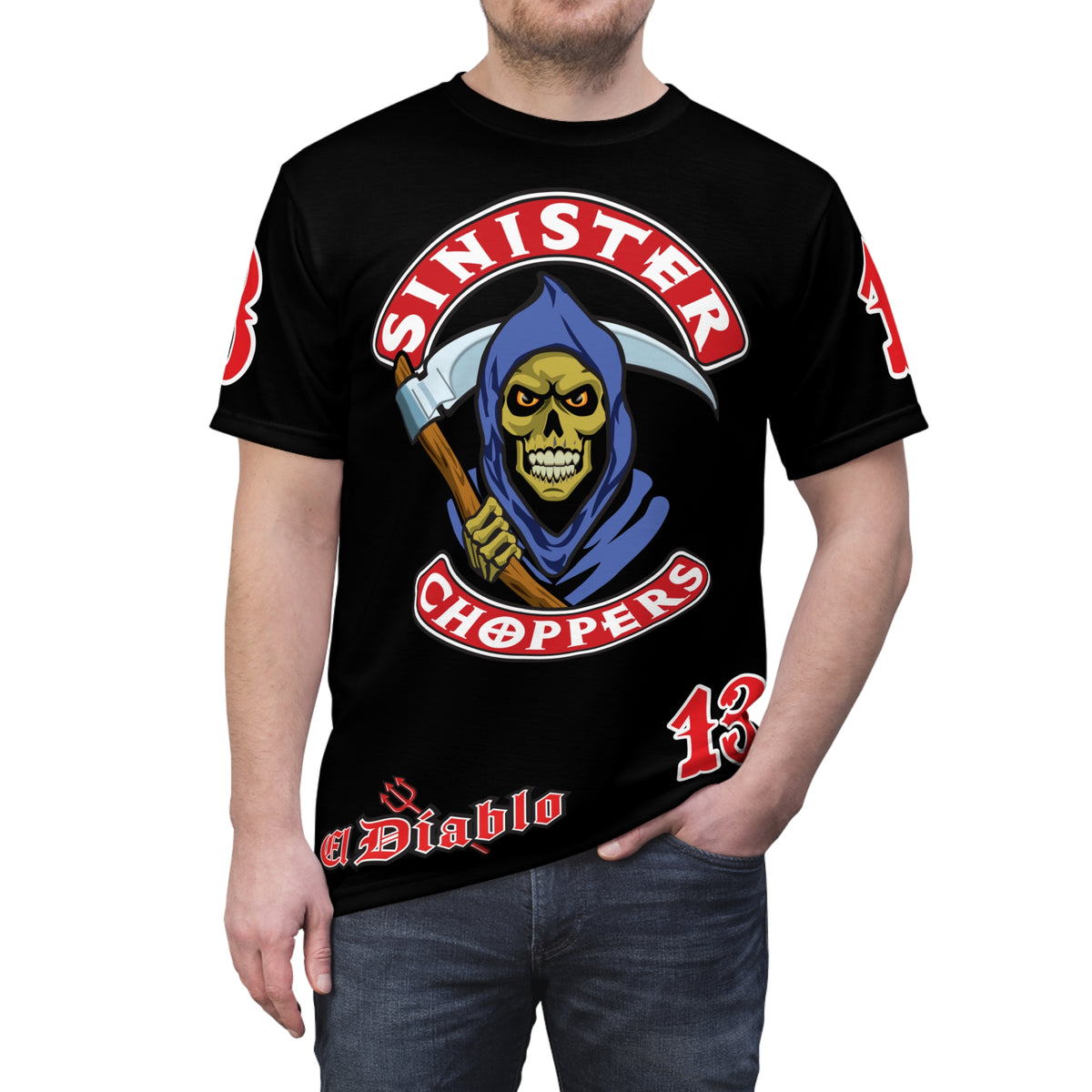 Sinister Choppers Reaper HiViz Super Tee - Spectacular Skull Design for Bikers
