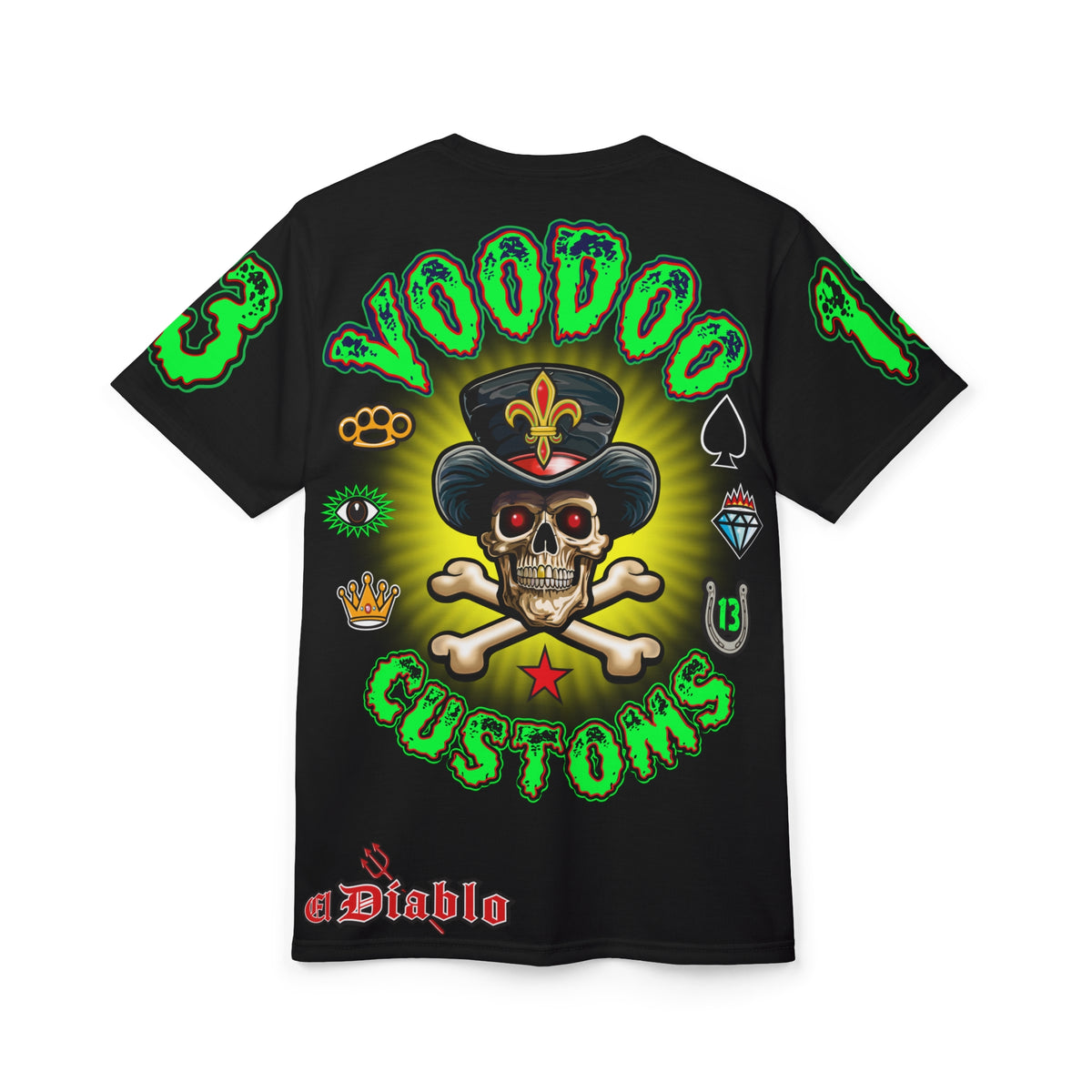 Voodoo Motorcycles Black Majic HiViz Super Tee, Unique Graphic Tee, Custom HiViz Apparel