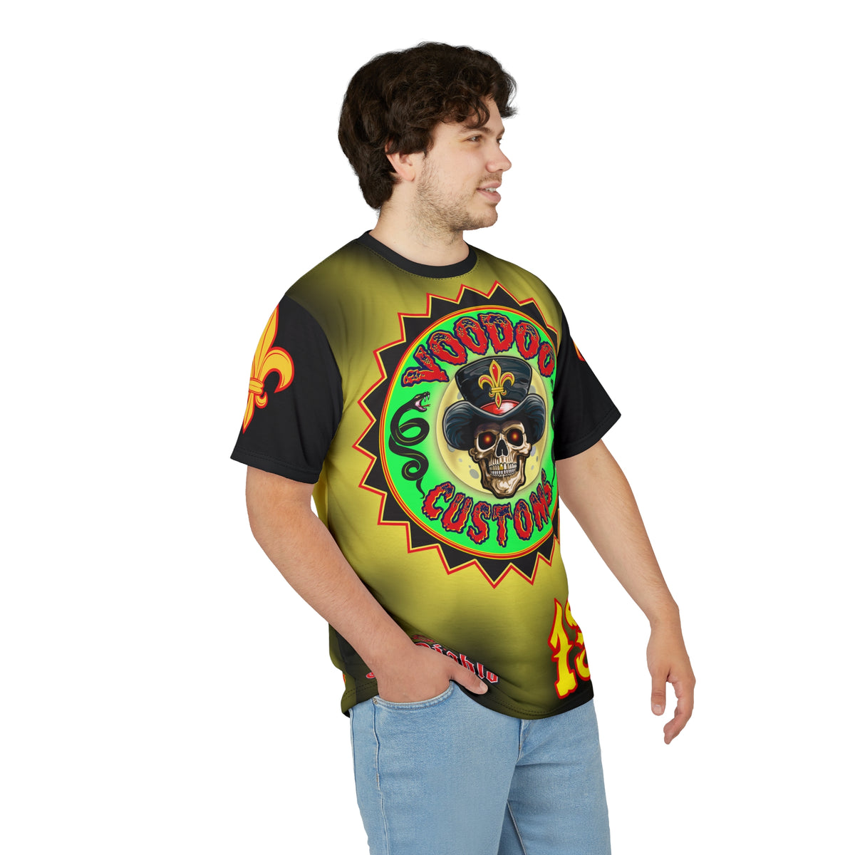 VooDoo Customs Tie Dye Black & Yelo Blast HiViz Super Tee for Harley Riders