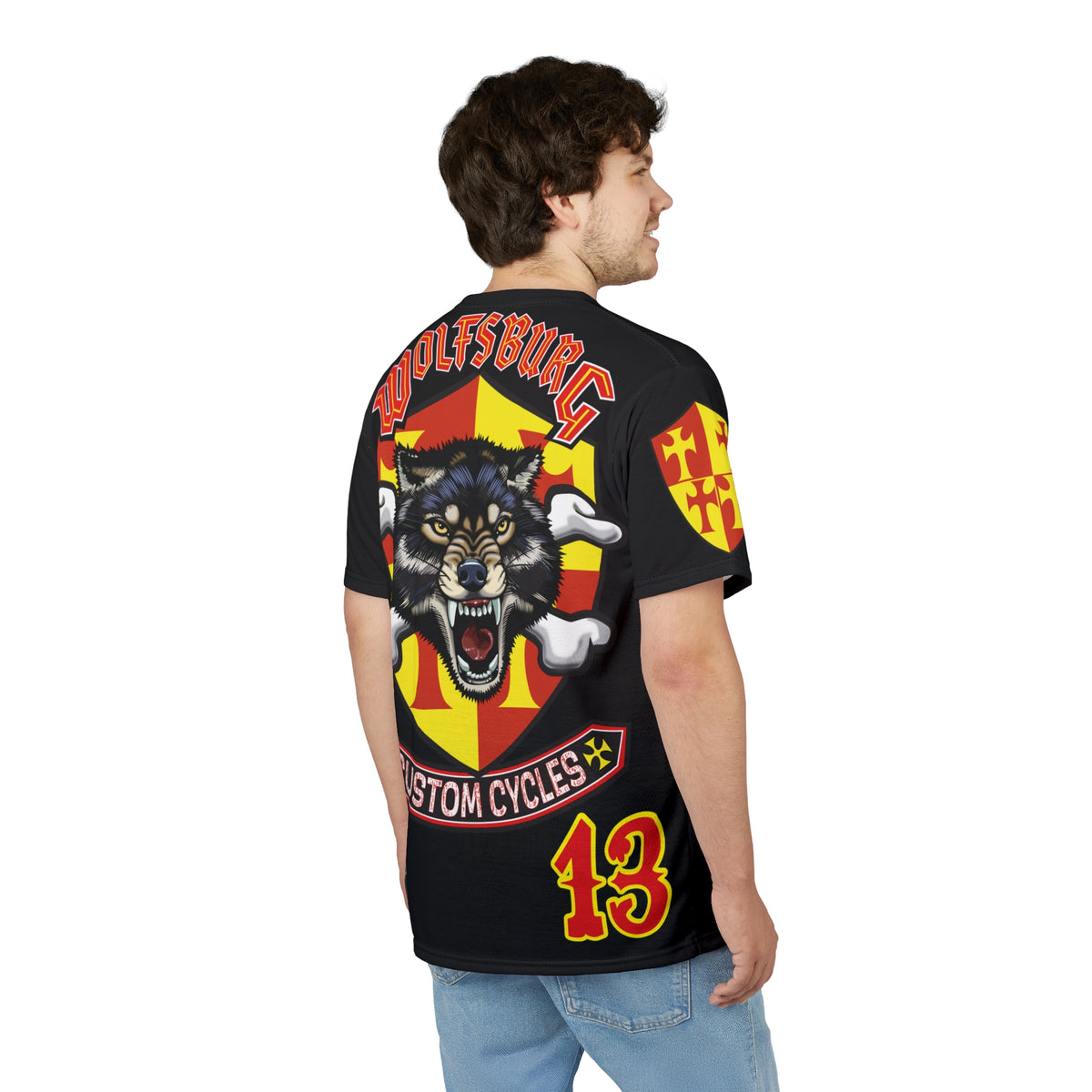 Wolfsburg Custom Cycles Super Tee - Edgy Biker Wear, Badass Gear with High Visibility Graphics