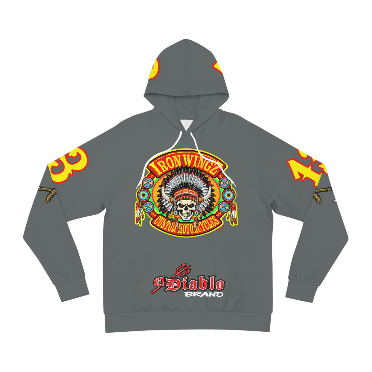 HoodZ Iron WingZ Custom Motorcycles Retro Logo Pullover Hoodie