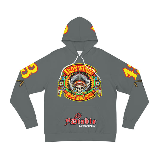 HoodZ Iron WingZ Custom Motorcycles Retro Logo Pullover Hoodie