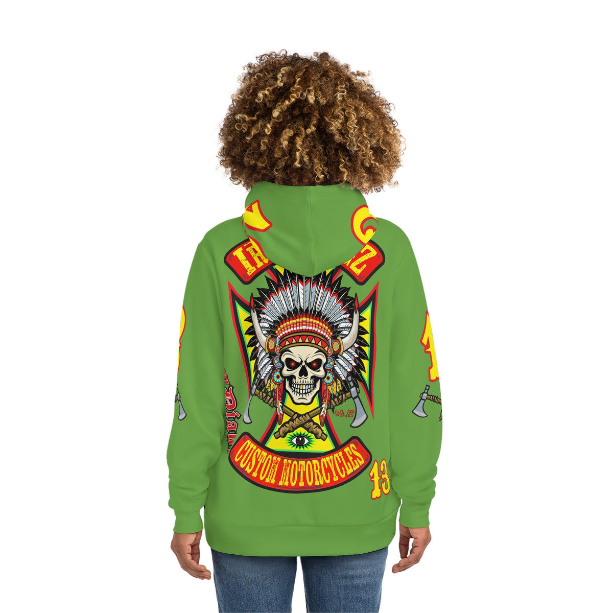 HoodZ Iron WingZ Custom Motorcycles Retro Logo Pullover Hoodie