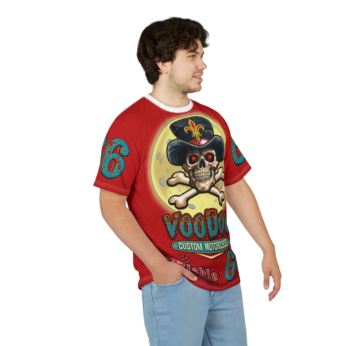 Voodoo Customs Tie Dye Blast Graphic Tee – Unisex- Edgy Style for Bikers