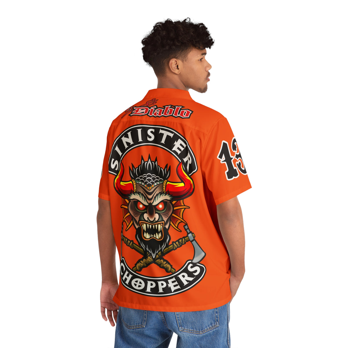 Big Bopper Sinister Choppers - Men's Hawaiian Shirt - Loose, Comfortable Button Up Shirt for Easy Breezy Riding - Sizes to 5XL