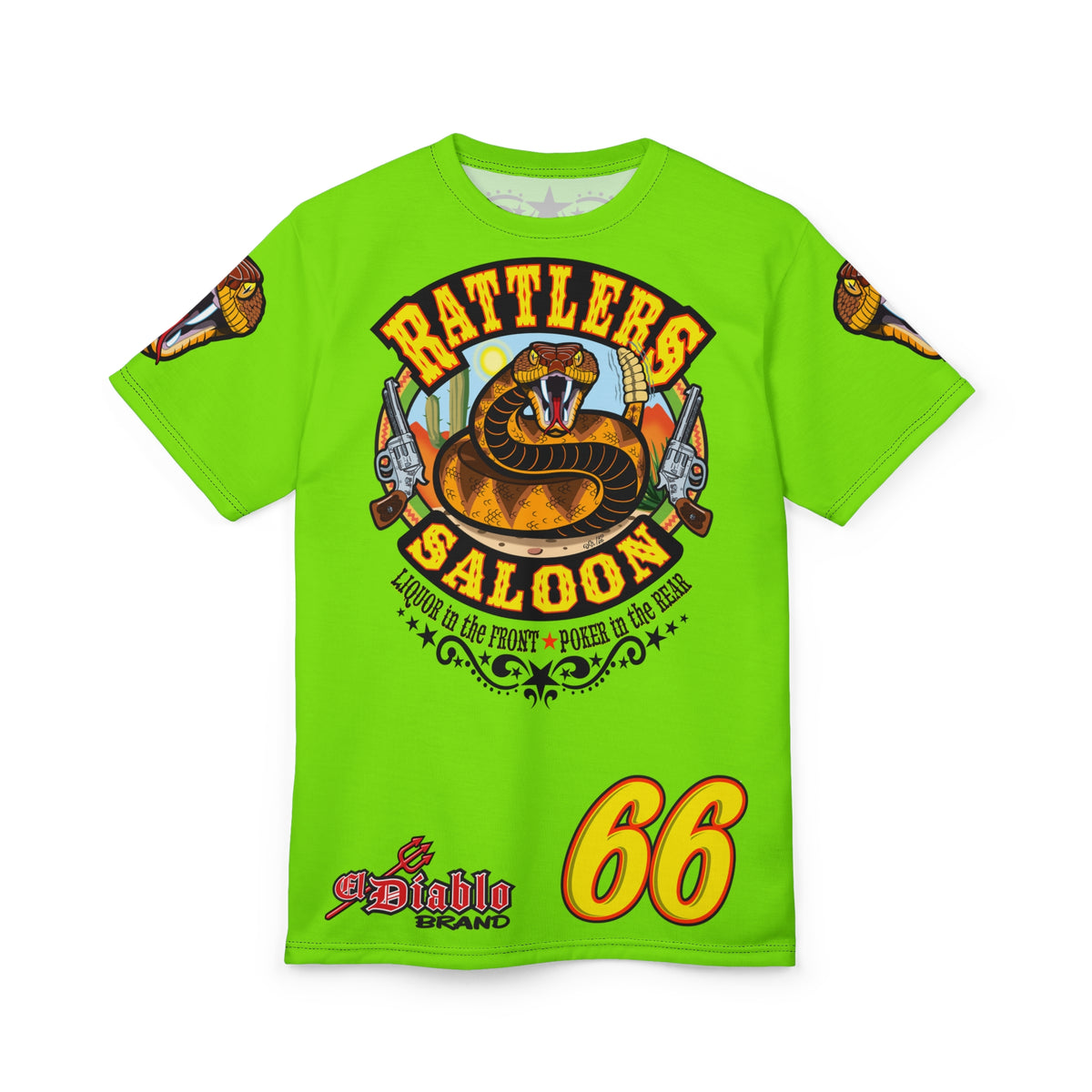 VERY Special HIVIZ Rattlers Saloon  BADAZZ SUPER TEE — Vintage Biker 66 Graphic Shirt
