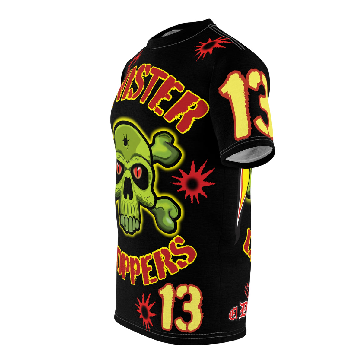 Sinister Choppers Special Edition WAR CUT - HiViZ Super Tee - Black Only - Bullet Hits - Stencil Cut Lettering - Hi colour Graphics - Evil Skulls