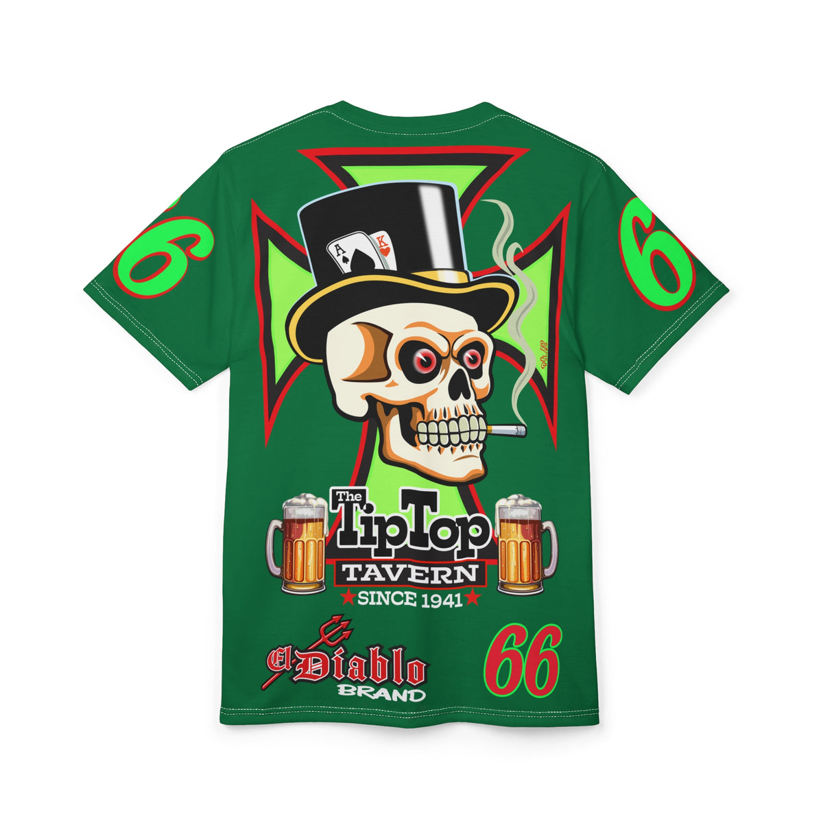 Tip Top Tavern Dive Bar Super Tee - Special Edition Mean Green + XL Graphics - America's Best Dive Bar - Bikes Beers Babes & Bros. - Biker Bar Tee