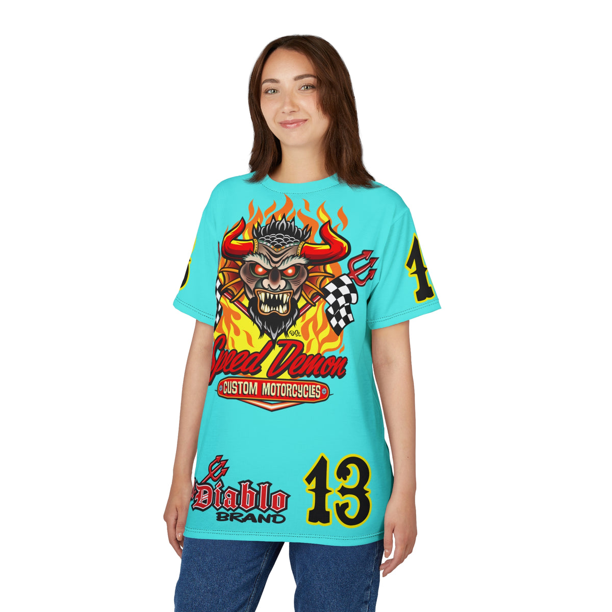 Speed Demon Customs BLU SKY Super Tee — Extreme Edgy Graphics - Bad Attitude Custom Biker Riding Gear