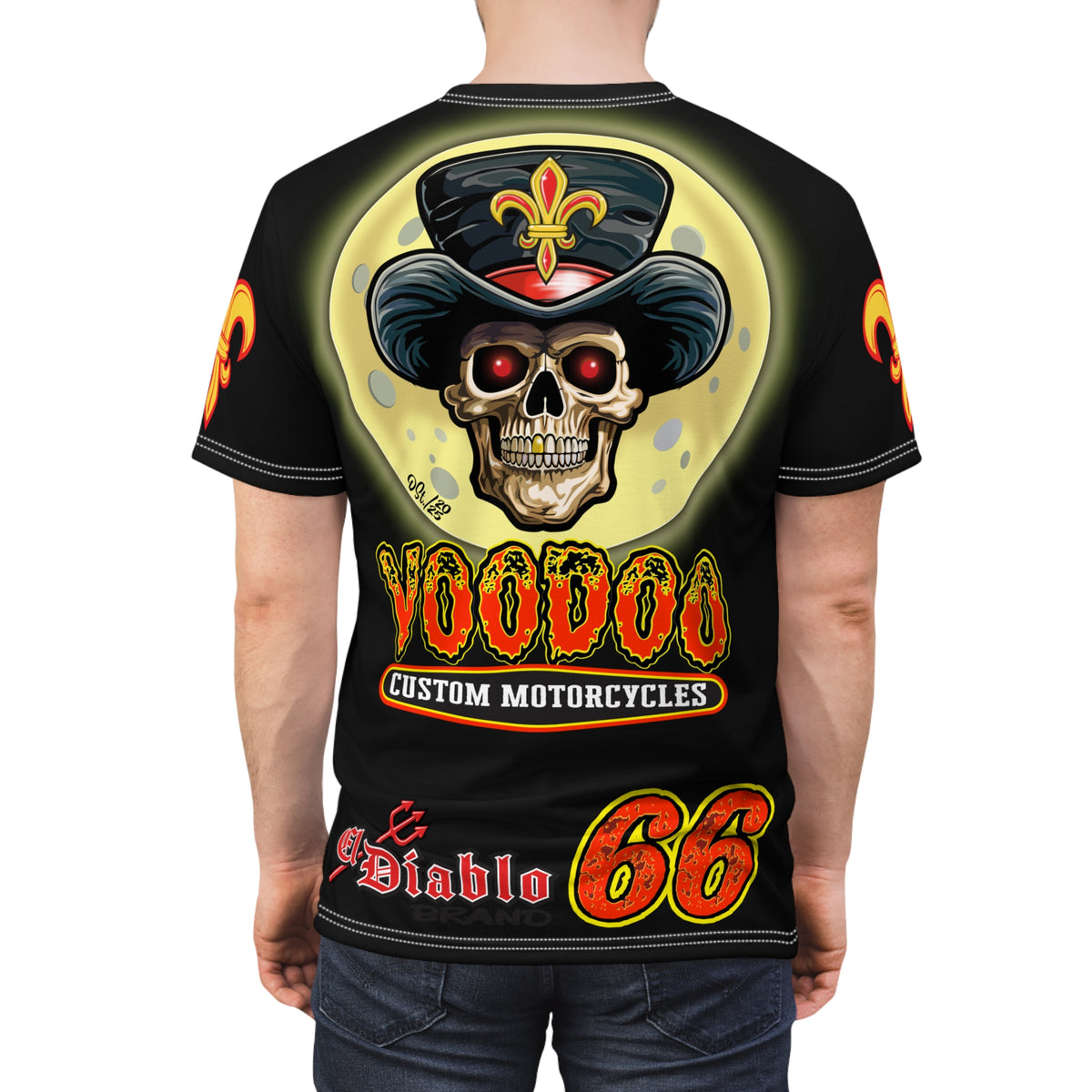 SRT  Voodoo Custom Motorcycles  Super Riding Tee - Edgy Skull Design for Bikers