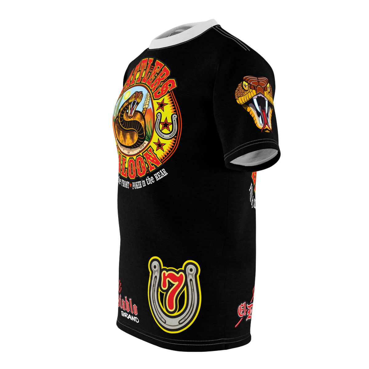 SRT Rattlers Saloon  BADAZZ BLACK SUPER RIDING TEE — Vintage Biker 66 Graphic Shirt