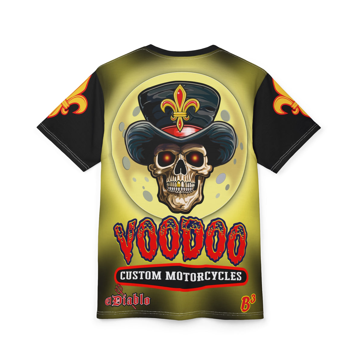 VooDoo Customs Tie Dye Black & Yelo Blast HiViz Super Tee for Harley Riders