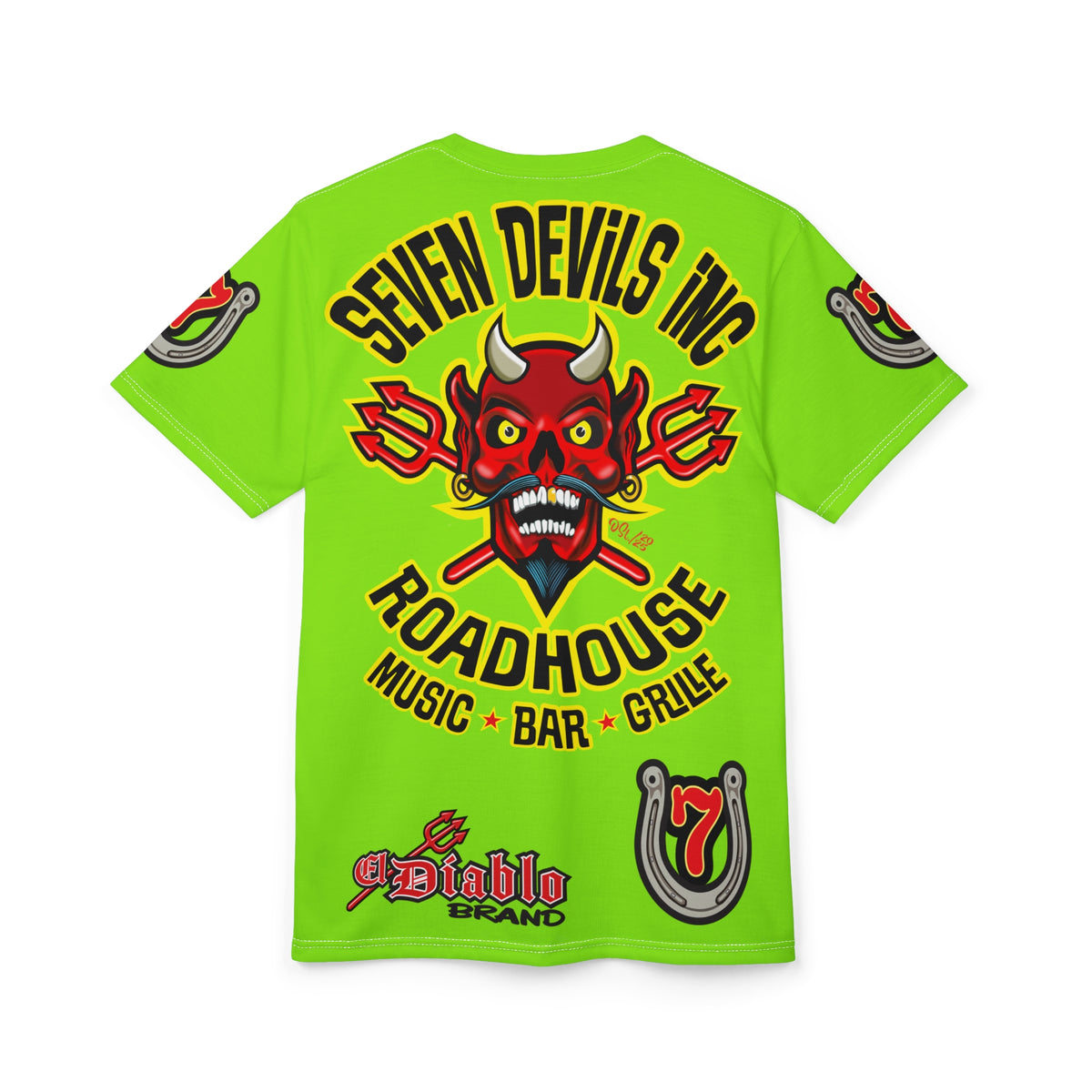 Very Special Seven Devils Road House (BLACK STAR HIVIZ LIMITED EDITION) Custom Super Riding Tee - Retro Devil Style Graphic Style