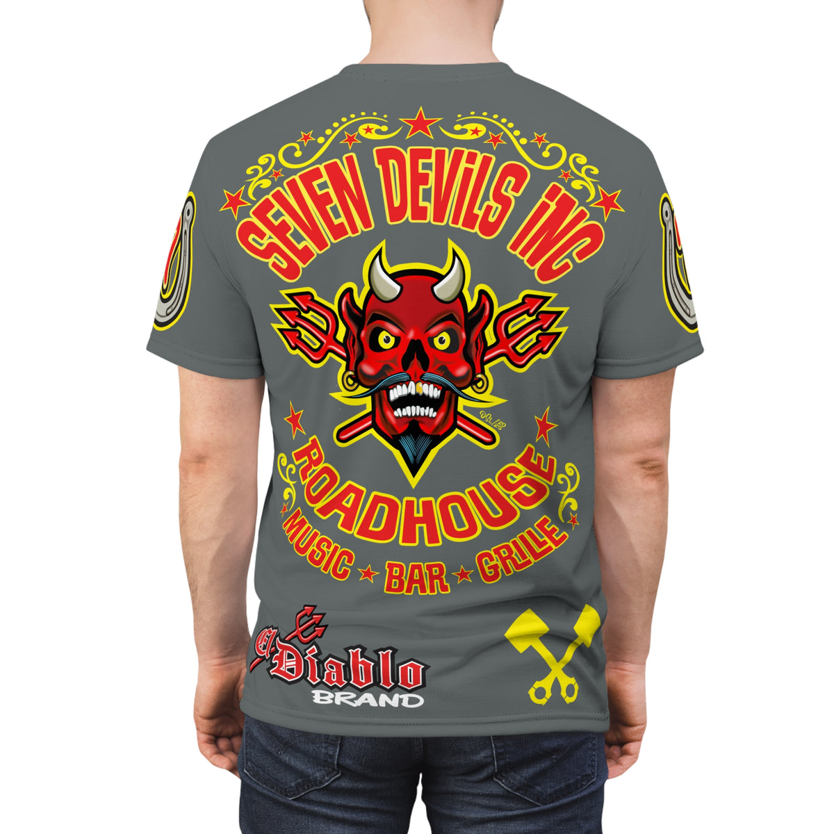 Seven Devils Inc. Roadhouse Deluxe HiViz Graphic Tee - Motorcycle Custom Riding Super Tee