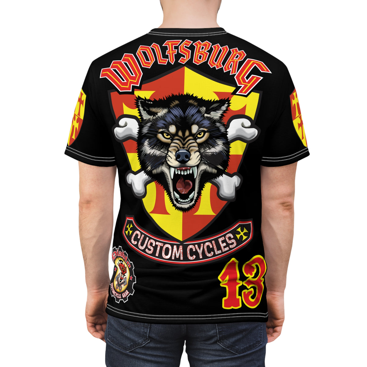 Wolfsburg Custom Cycles Super Tee - Edgy Biker Wear, Badass Gear with High Visibility Graphics