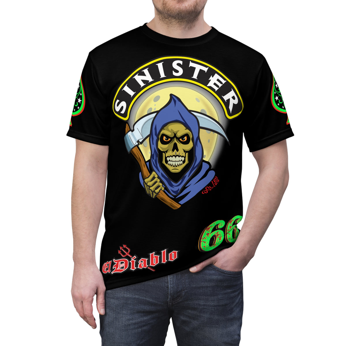 Sinister Choppers Reaper Custom Super Tee - Gothic Graphic T-Shirt for Hardcore Motorcycle Riders