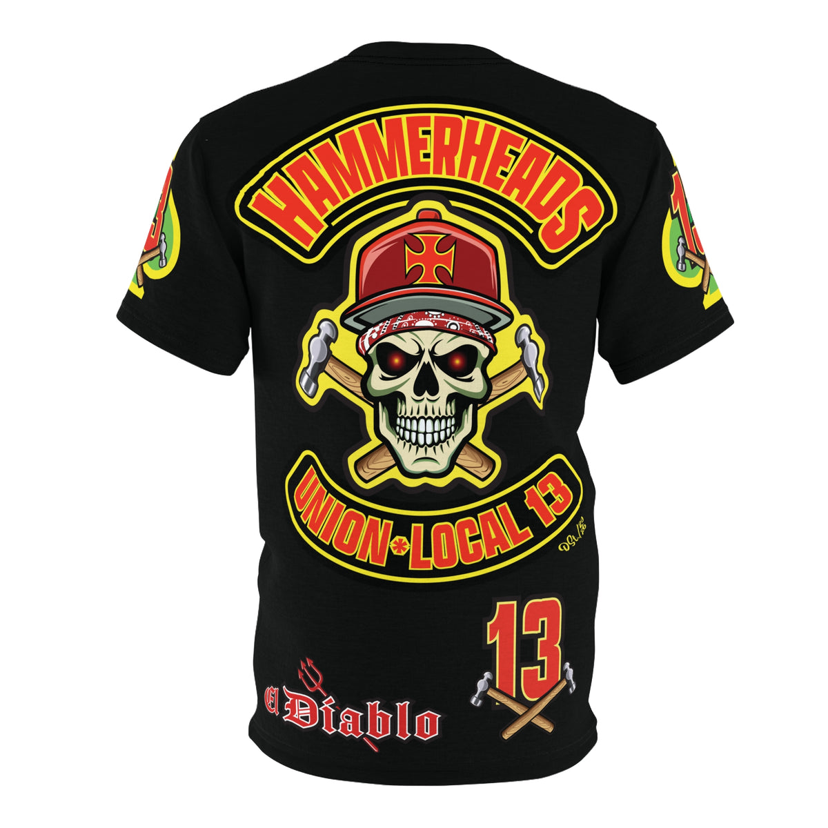 SRT Hammerheads Union Local 13  -  Custom Motorcycle Super Riding Tee - Super Comfort and Fit